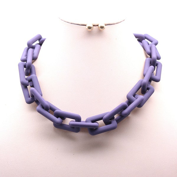 Matte Chain Necklace Set