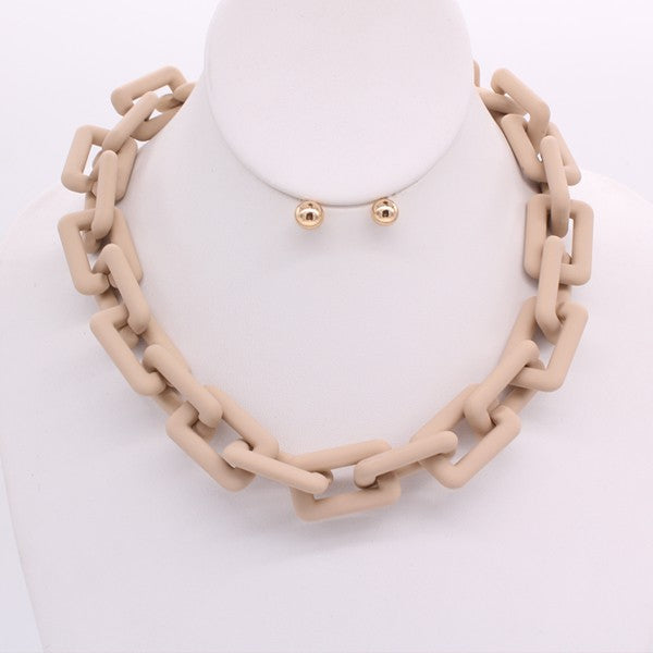 Matte Chain Necklace Set