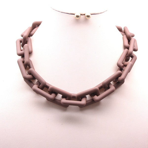 Matte Chain Necklace Set