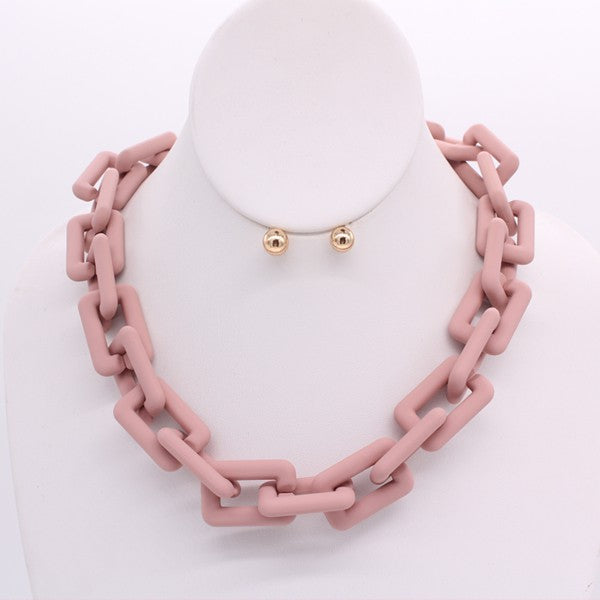 Matte Chain Necklace Set