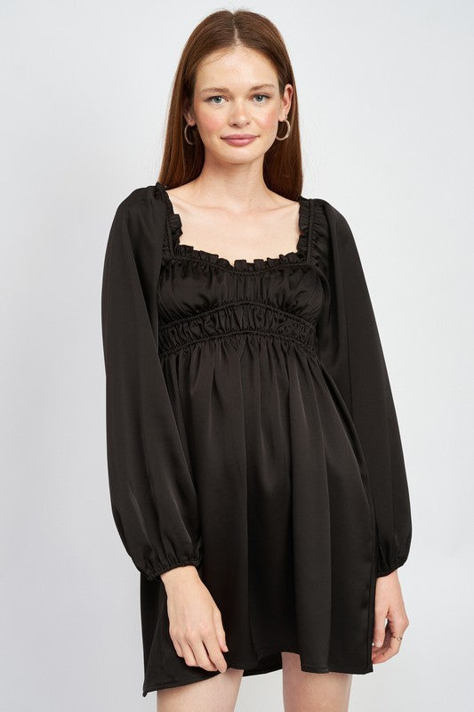 Baby Doll Mini Dress with Ruffle Detail