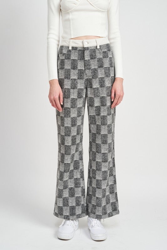 Plaid Wide Leg Pants