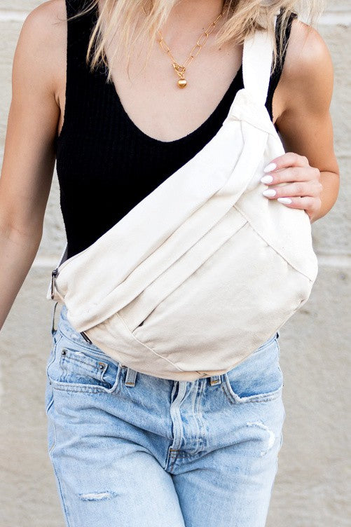 Oversize Canvas Crescent Handbag