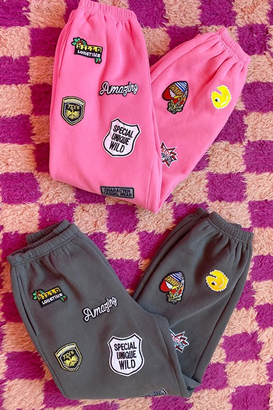High waist Multi Patches Jogger Pants PLUS