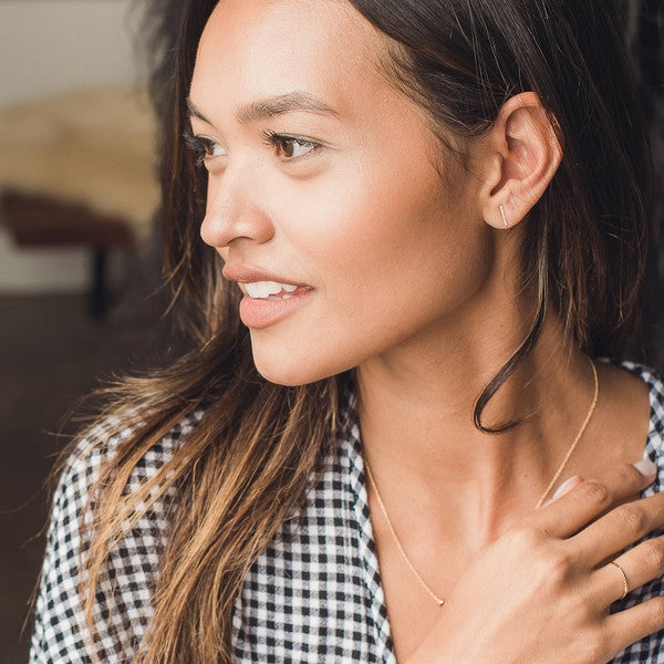 Skinny Midi Crystal Bar Earrings