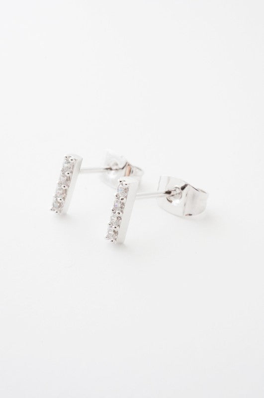 Flat Drop Crystal Bar Earrings
