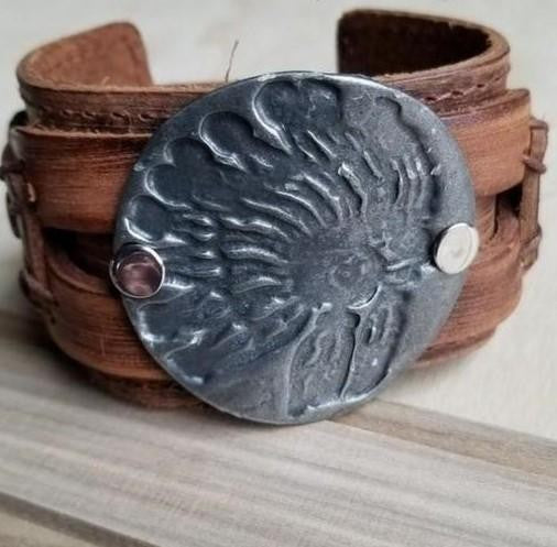 Molten Metal Leather INDIAN HEADDRESS Cuff