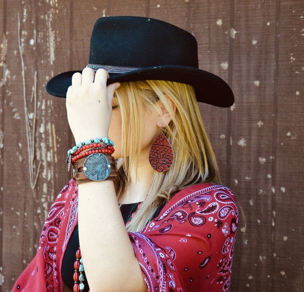 Molten Metal Leather INDIAN HEADDRESS Cuff