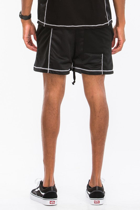 Men's Mesh Shorts with White Contrast Stitching