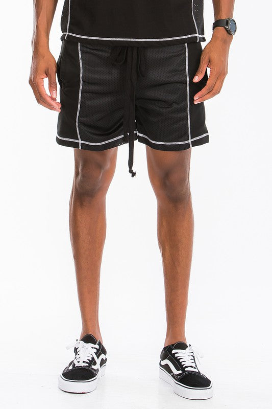 Men's Mesh Shorts with White Contrast Stitching