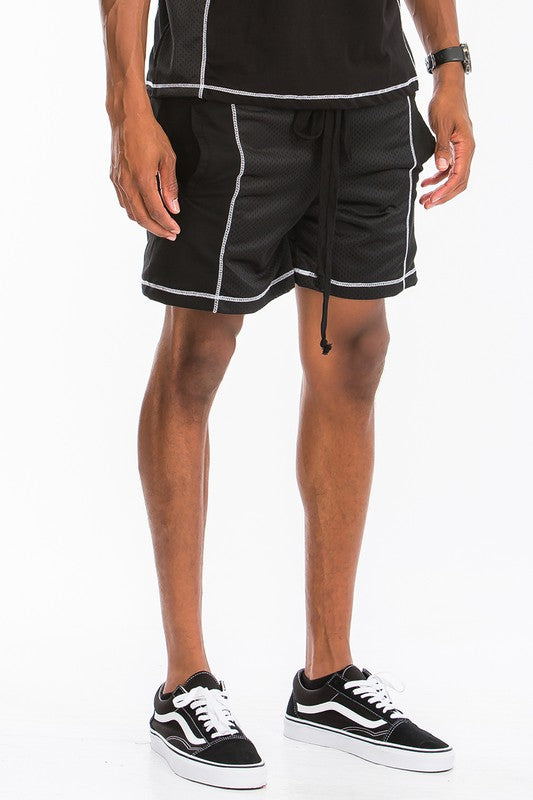 Men's Mesh Shorts with White Contrast Stitching