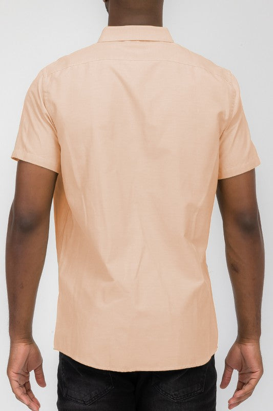 Men's Pastel Color Short Sleeve Button Down