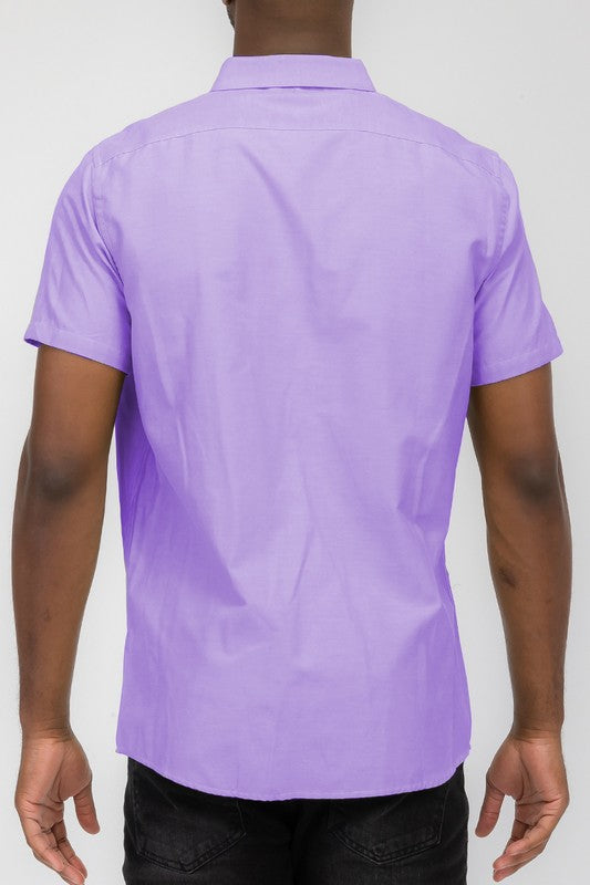 Men's Pastel Color Short Sleeve Button Down