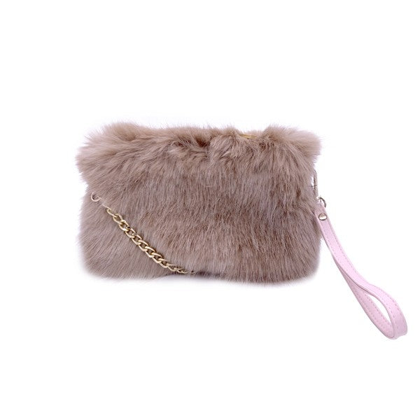Faux Fur Wristlet Handbag