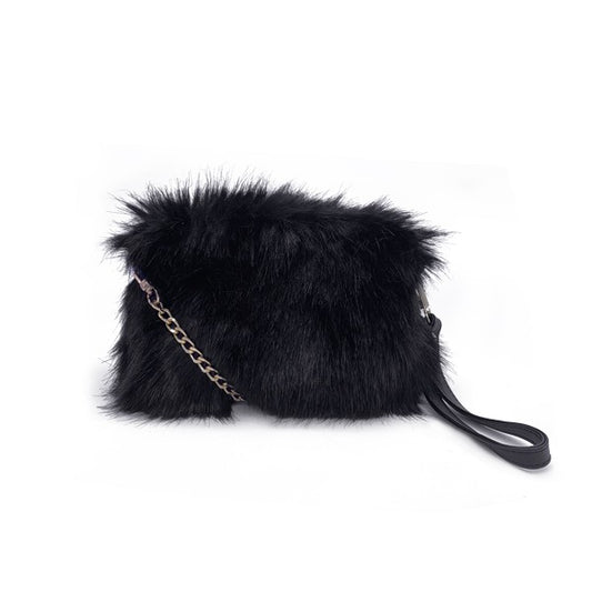 Faux Fur Wristlet Handbag