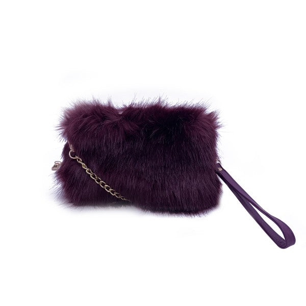 Faux Fur Wristlet Handbag