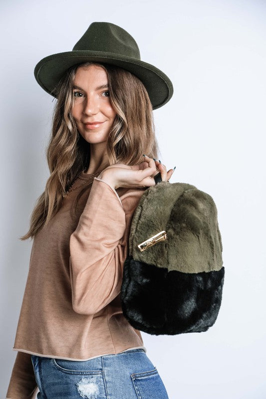 Two Toned Furry Backpack