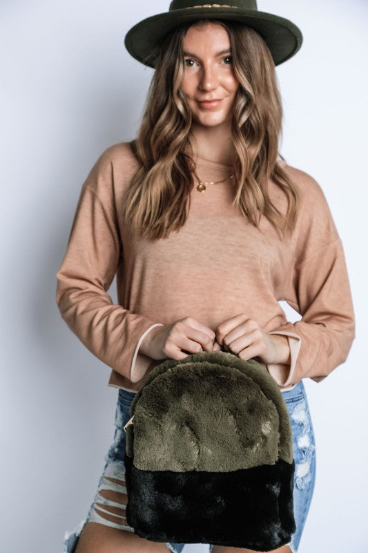 Two Toned Furry Backpack