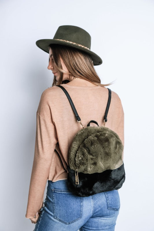 Two Toned Furry Backpack