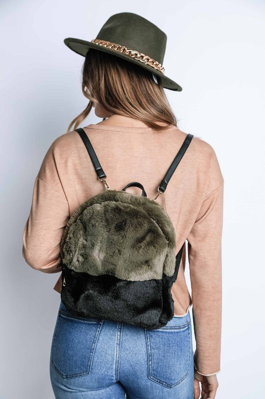 Two Toned Furry Backpack
