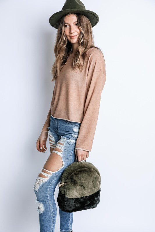 Two Toned Furry Backpack
