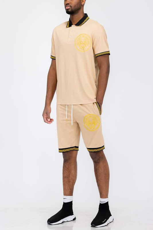 Lion Head Polo Shirt and Short Set