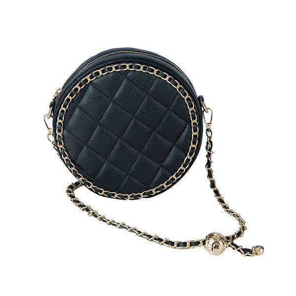 Round Quilted Crossbody Bag