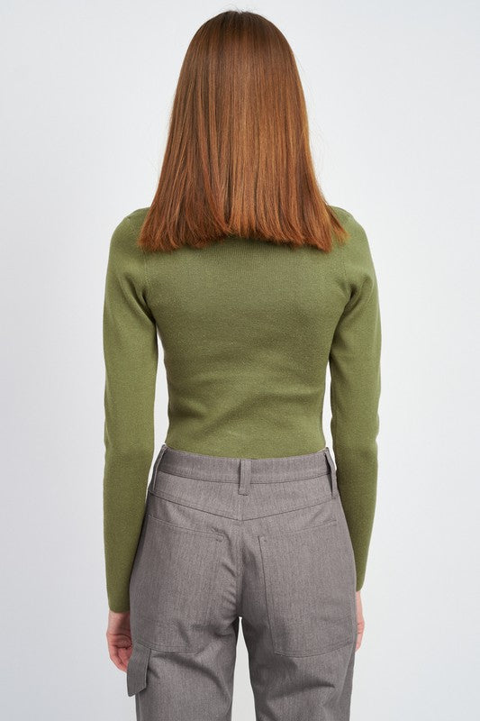 Turtleneck Crop Top with Cut Out
