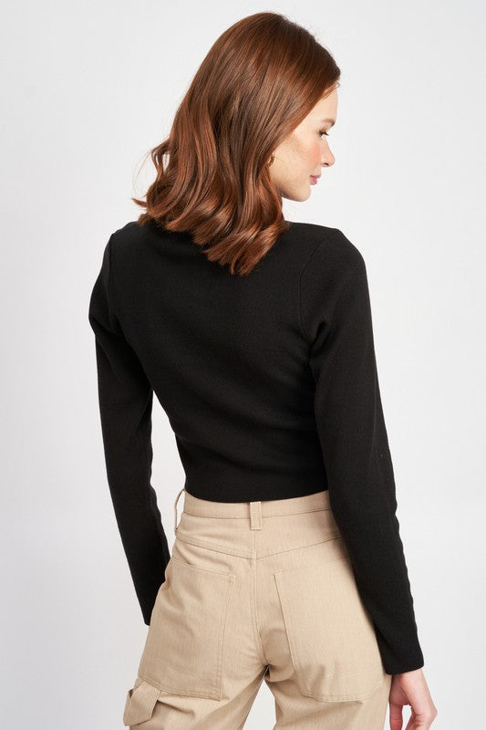 Turtleneck Crop Top with Cut Out