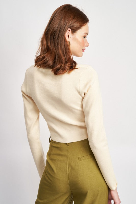 Turtleneck Crop Top with Cut Out