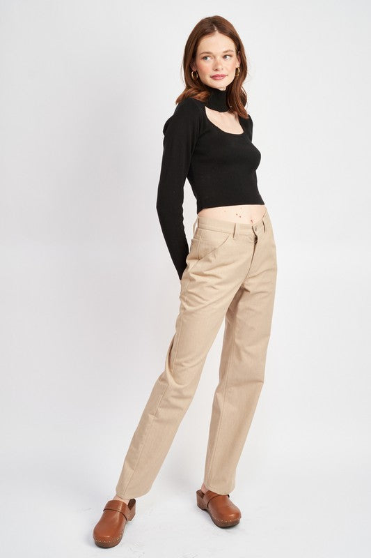 Turtleneck Crop Top with Cut Out