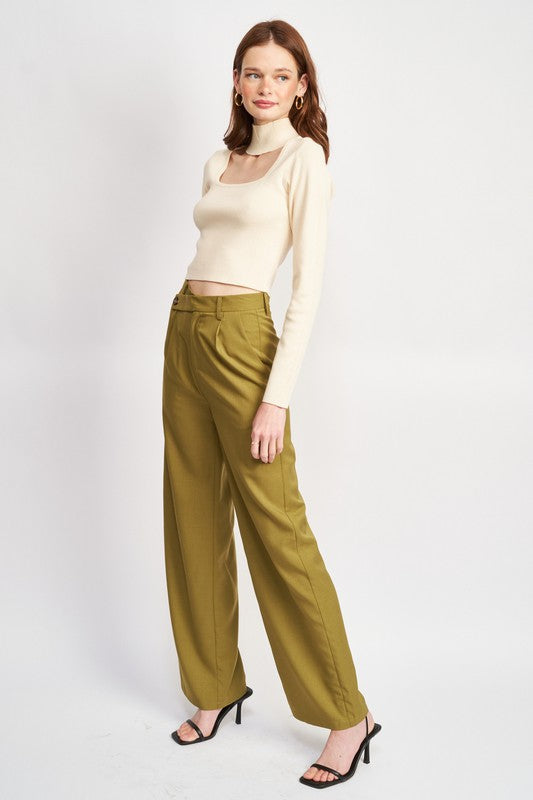 Turtleneck Crop Top with Cut Out