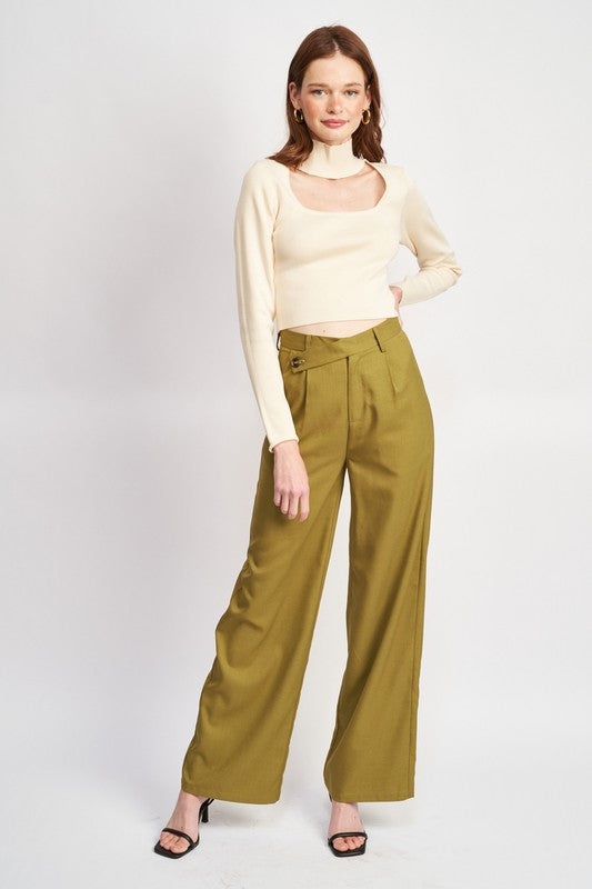 Turtleneck Crop Top with Cut Out