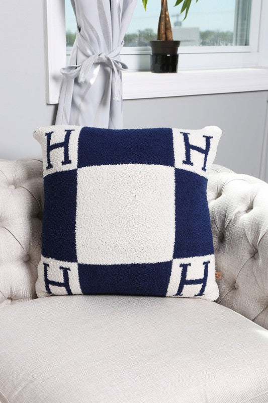 Luxury Soft H Initial Cushion Cover