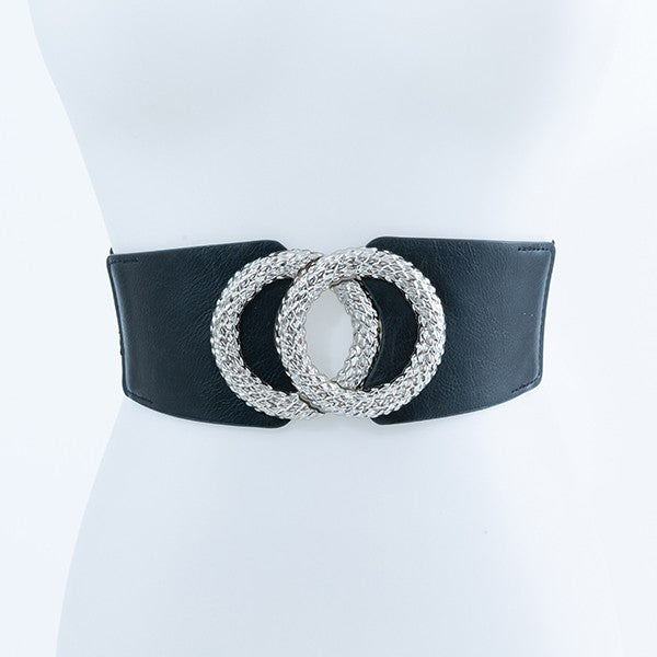 TEXTURED METALLIC BUCKLE FASHION BELT