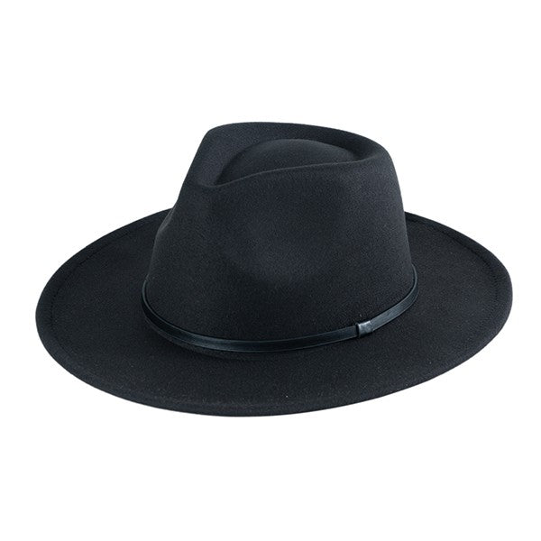 Classic PU Leather Band Felt Fedora Hat