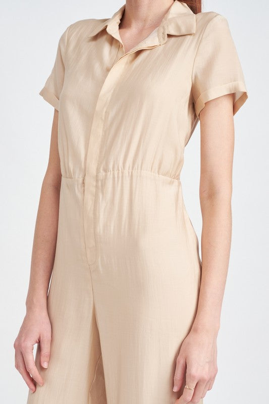 Short Sleeve Jumpsuit with Open Back