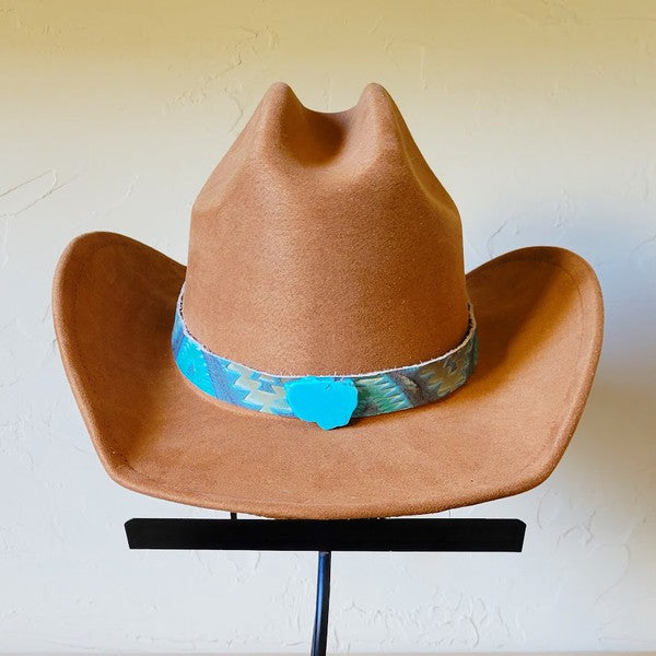 Aztec Cyan Hat Band Only with Turquoise Slab