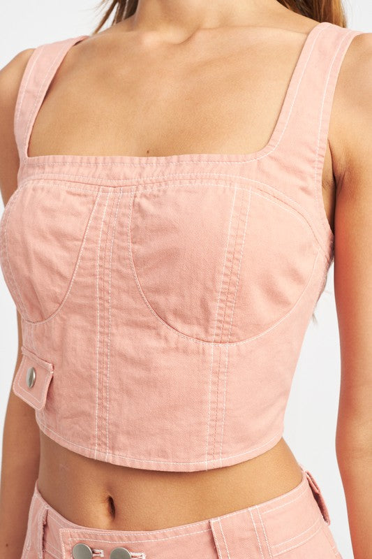Cropped Contrast Corset Top