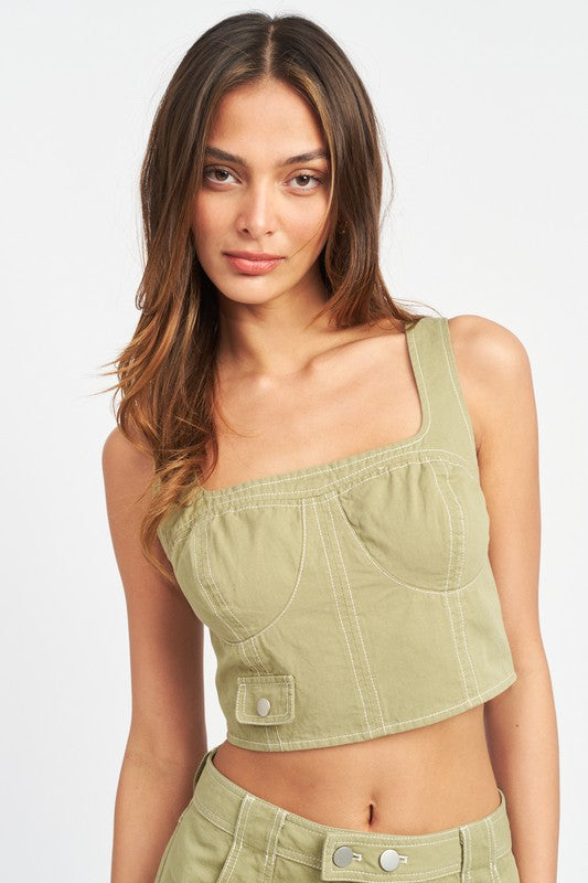 Cropped Contrast Corset Top