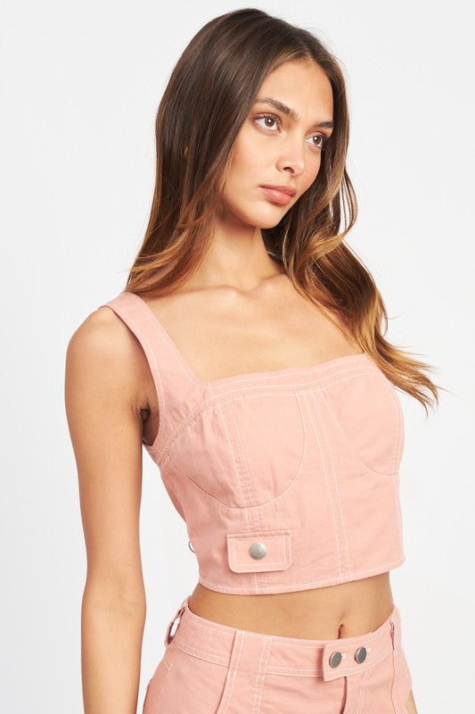 Cropped Contrast Corset Top