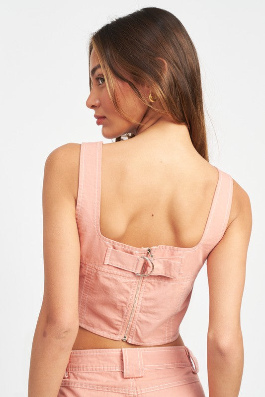 Cropped Contrast Corset Top