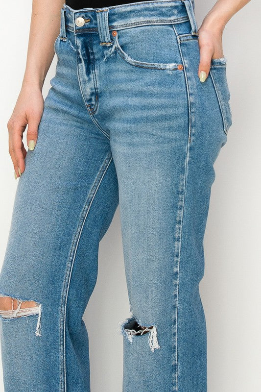Plus Size-High Rise Straight Leg Jeans