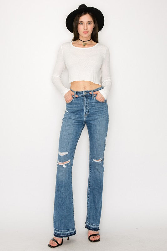 Plus Size-High Rise Skinny Boot Cut Jeans
