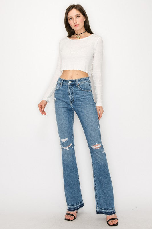 Plus Size-High Rise Skinny Boot Cut Jeans