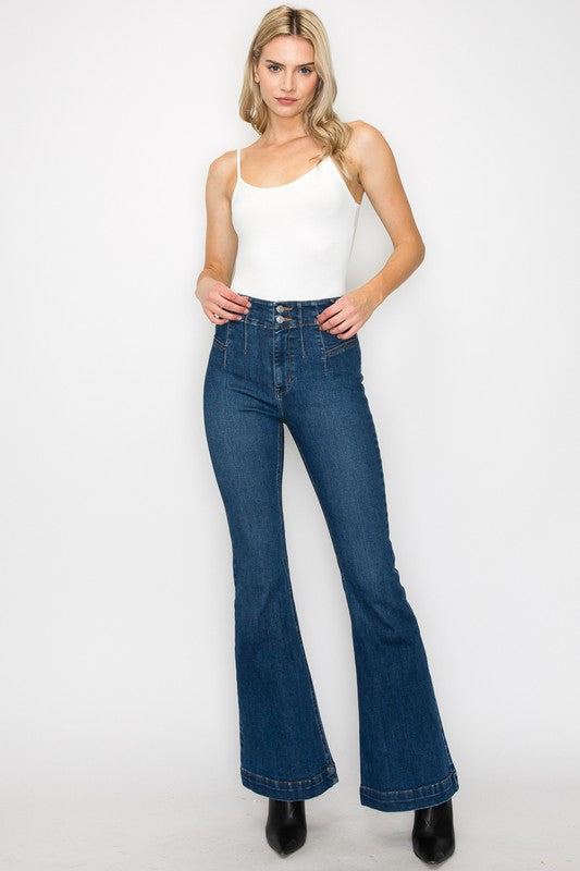 Plus Size-High Rise Modern Flare Jeans