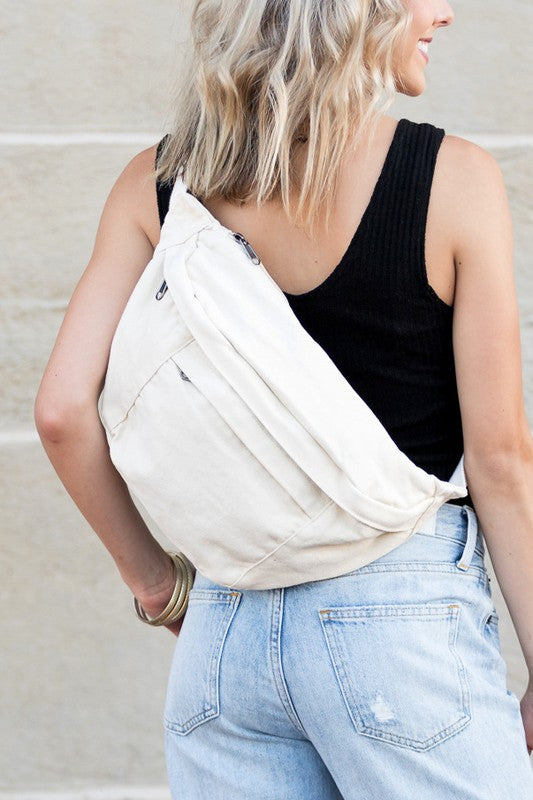 Oversize Canvas Crescent Handbag