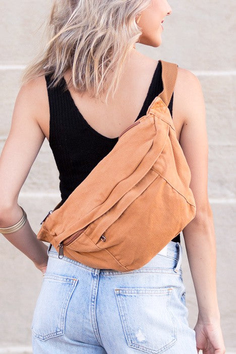 Oversize Canvas Crescent Handbag
