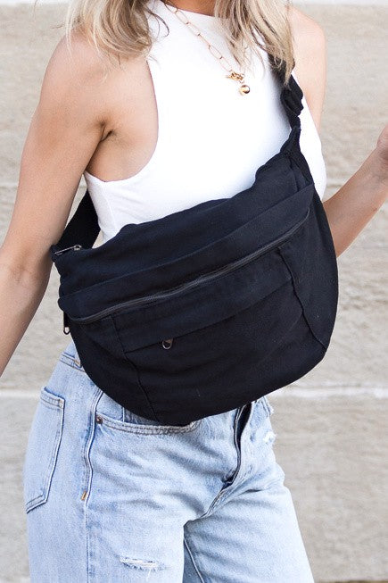 Oversize Canvas Crescent Handbag