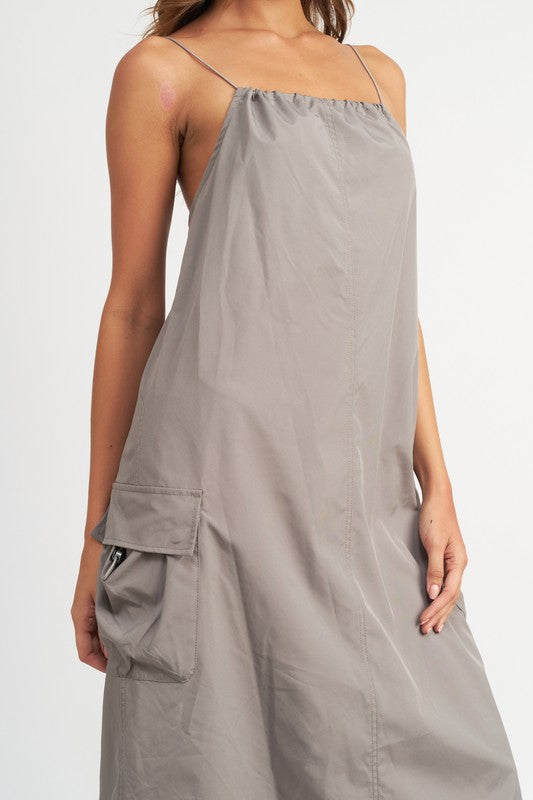Spaghetti Strap Mid Nylon Dress